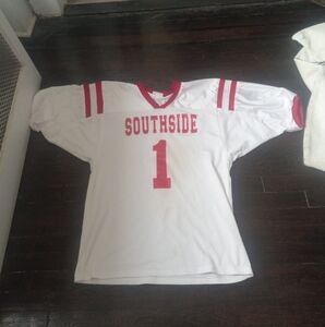 Teamwork Athletic Apparel Mens Jersey Red And White Color Number 1 Southside...